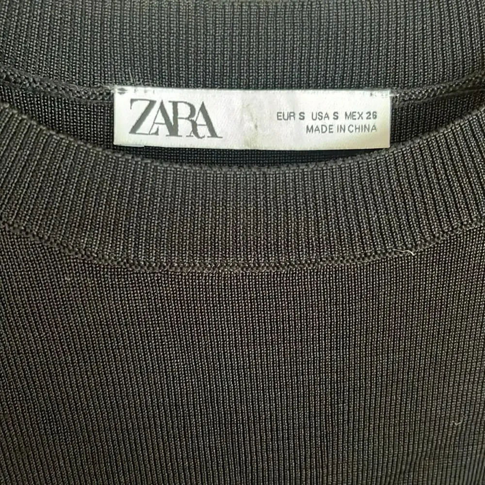 Zara Black Top with Ivory Puff Organza Sleeves